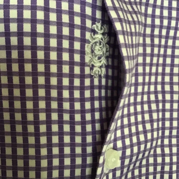 Robert Graham gingham checkered purple shirt 17.5 - Picture 3 of 9